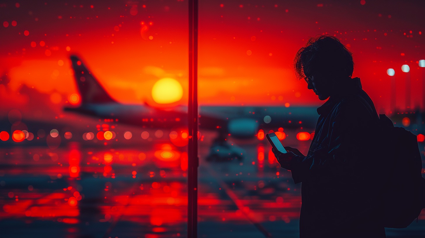 Business traveler at the boarding gate